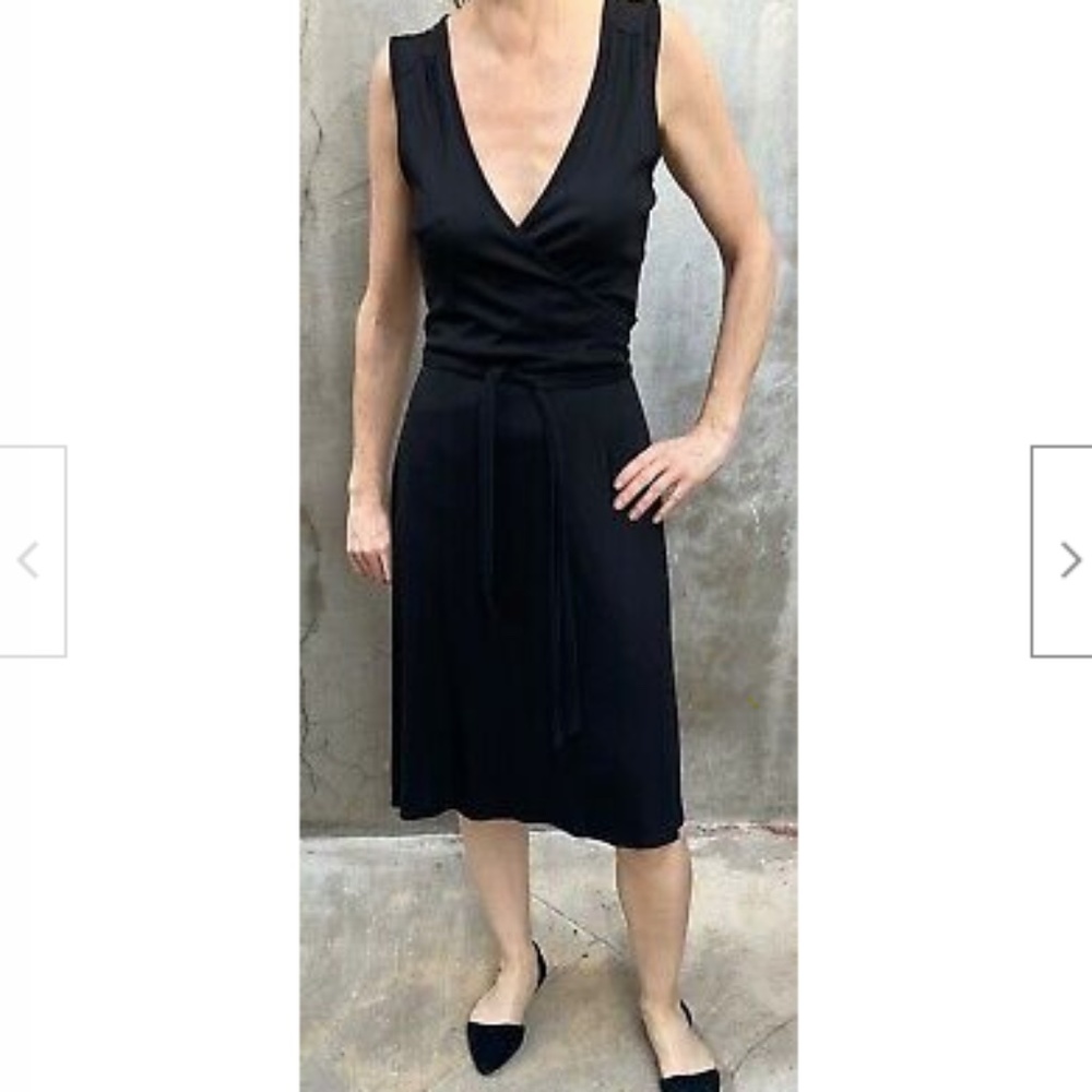 Three Dots Black Micromodal Wrap Dress Med 4 6